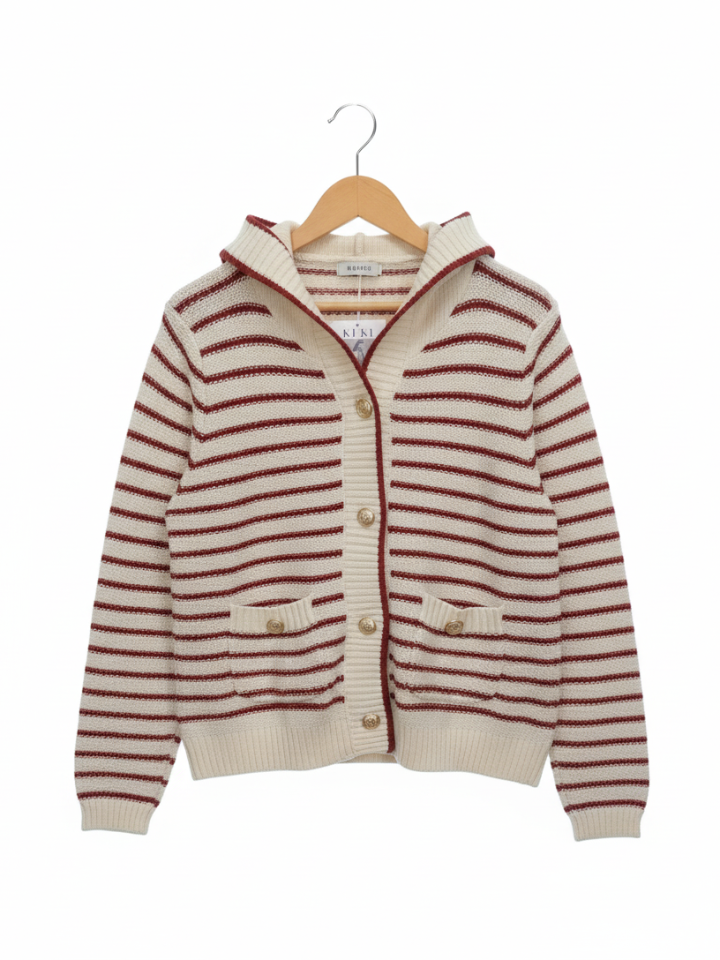Classic Nautical-Stripe Knit Cardigan by KUKI-1 - MeriKart
