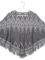 Ethnic Diamond Pattern Fringe Poncho