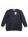 L Size Women's Embellished Navy Sweater with Velvet & Beading - MeriKart