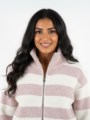 L-Size Women's Striped Winter Zipper Jacket - MeriKart