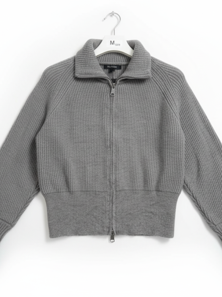 M-Size Women's Ribbed Zip-Up Winter Jacket-1 - MeriKart