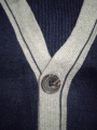 Men's Classic V-Neck Button-Up Cardigan - Navy Blue with Contrast Trim-2 - MeriKart