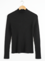 S Size Women's Black Ribbed Mock Neck Sweater - MeriKart