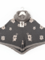 Women's Knit Poncho - Floral Pattern Turtleneck
