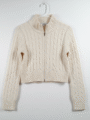 XS Women's Cable Knit Zipper Jacket-1 - MeriKart