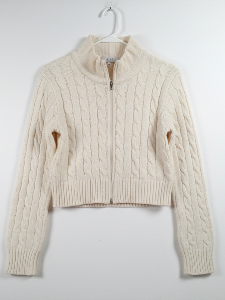 XS Women's Cable Knit Zipper Jacket-1 - MeriKart